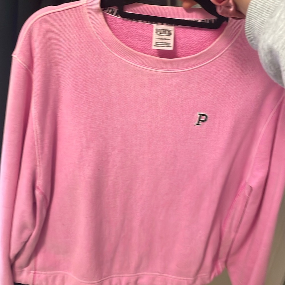 Pink sweater that ties